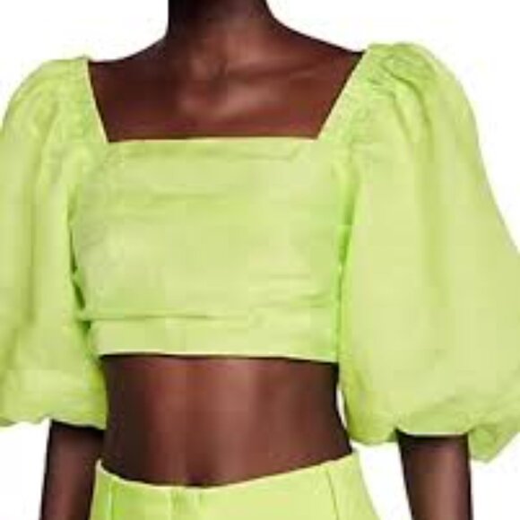 NWT: Sandro Blonville Balloon Sleeve Crop Top Size Large - Picture 3 of 11